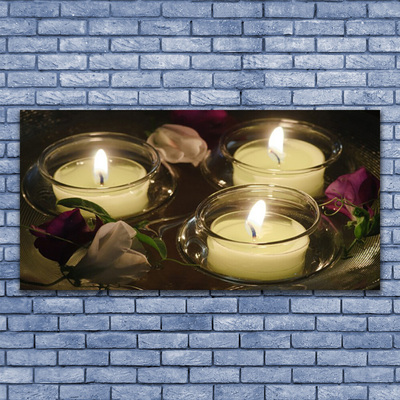 Canvas print Candles art grey green