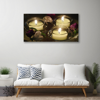 Canvas print Candles art grey green