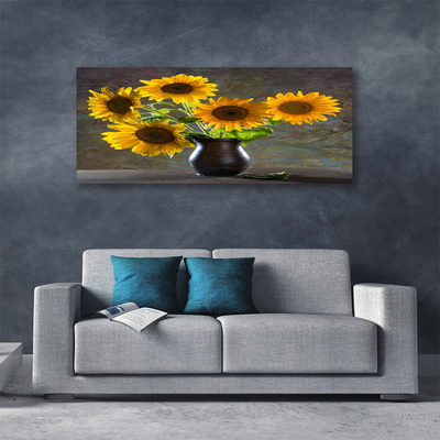 Canvas print Sunflower flower vase floral yellow grey