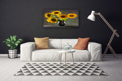 Canvas print Sunflower flower vase floral yellow grey