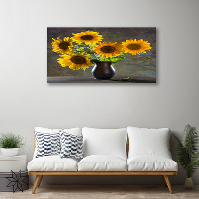 Canvas print Sunflower flower vase floral yellow grey