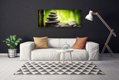 Canvas print Bamboo stones art green grey