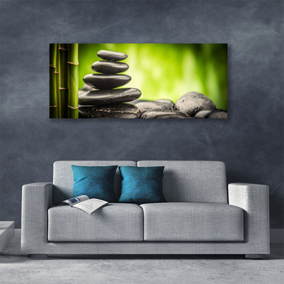 Canvas print Bamboo stones art green grey