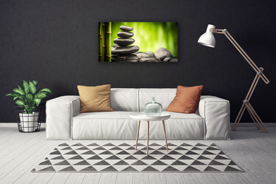 Canvas print Bamboo stones art green grey