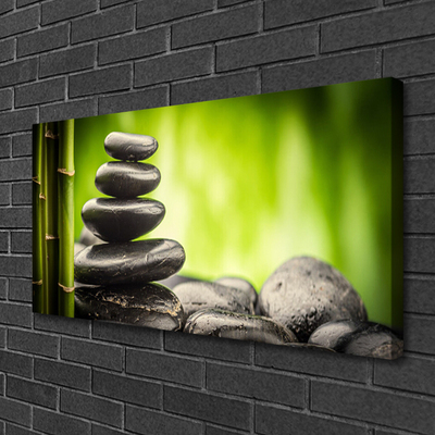 Canvas print Bamboo stones art green grey