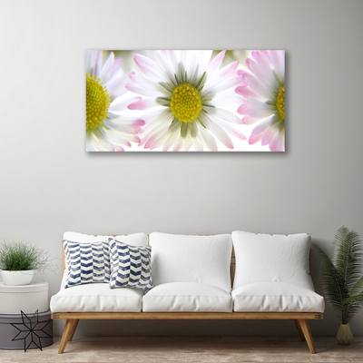 Canvas print Daisy floral green grey white