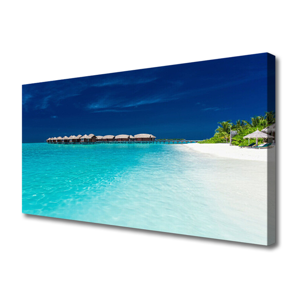 Canvas print Sea beach landscape blue white