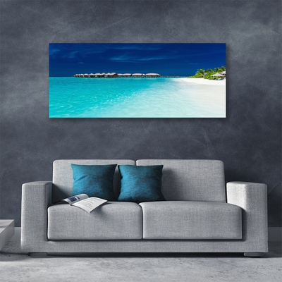 Canvas print Sea beach landscape blue white