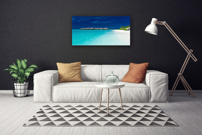 Canvas print Sea beach landscape blue white