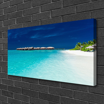 Canvas print Sea beach landscape blue white