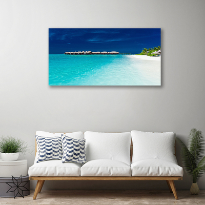 Canvas print Sea beach landscape blue white