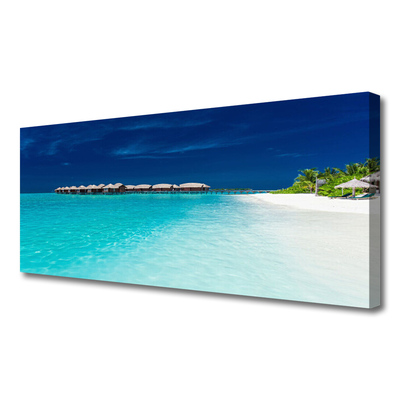 Canvas print Sea beach landscape blue white