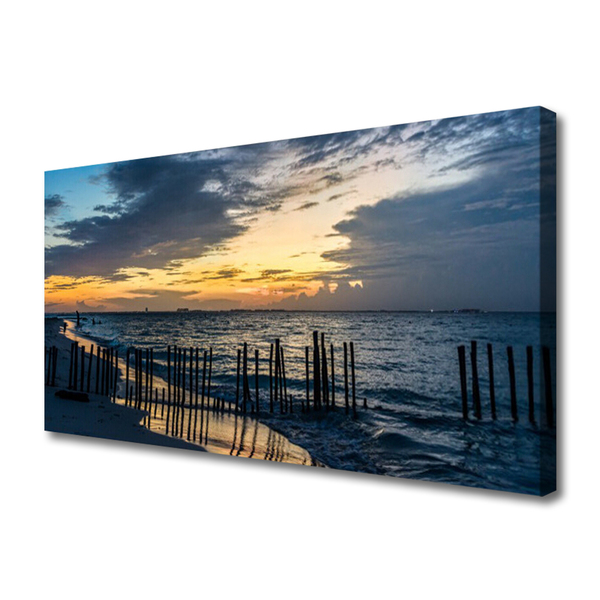 Canvas print Sea beach landscape blue brown