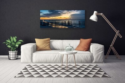 Canvas print Sea beach landscape blue brown