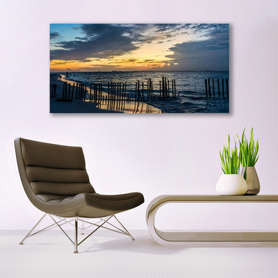 Canvas print Sea beach landscape blue brown