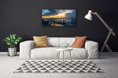 Canvas print Sea beach landscape blue brown