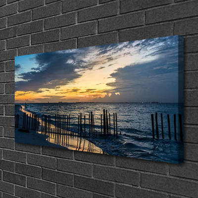 Canvas print Sea beach landscape blue brown