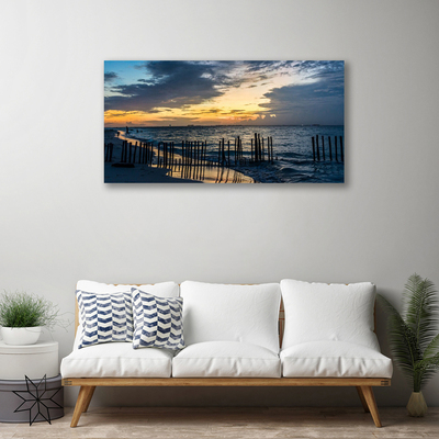 Canvas print Sea beach landscape blue brown