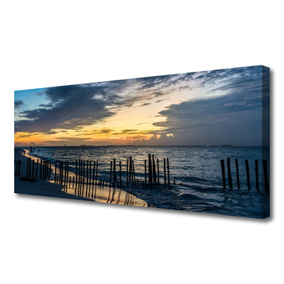 Canvas print Sea beach landscape blue brown