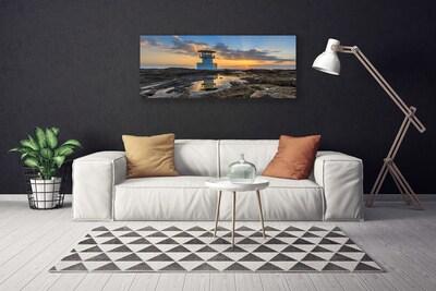 Canvas print Lighthouse landscape white grey