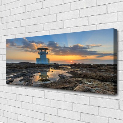 Canvas print Lighthouse landscape white grey