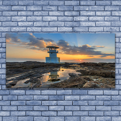 Canvas print Lighthouse landscape white grey