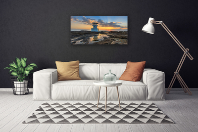 Canvas print Lighthouse landscape white grey