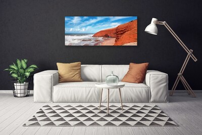 Canvas print Sea landscape blue brown