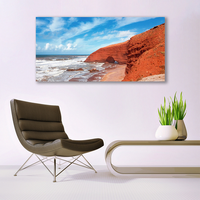 Canvas print Sea landscape blue brown