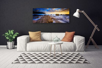 Canvas print Beach landscape grey brown blue