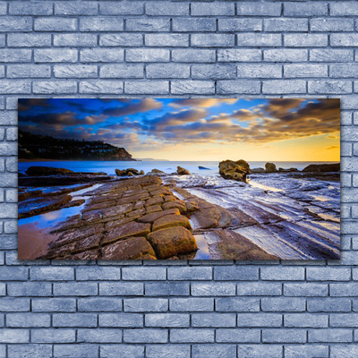 Canvas print Beach landscape grey brown blue