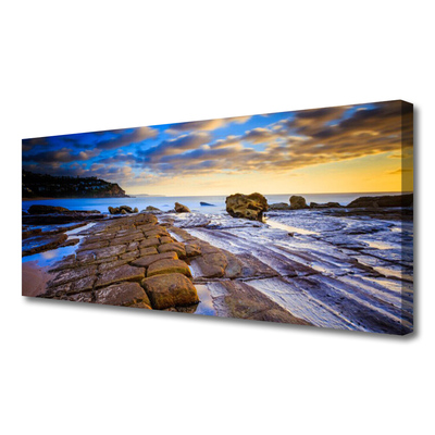 Canvas print Beach landscape grey brown blue