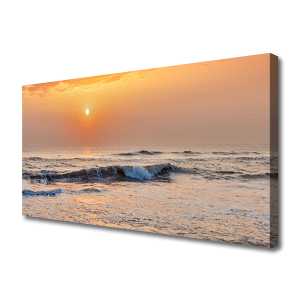 Canvas print Sea landscape grey yellow