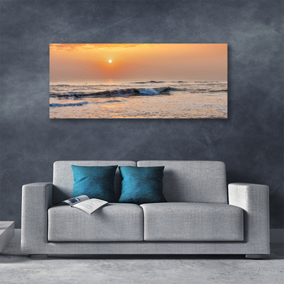 Canvas print Sea landscape grey yellow