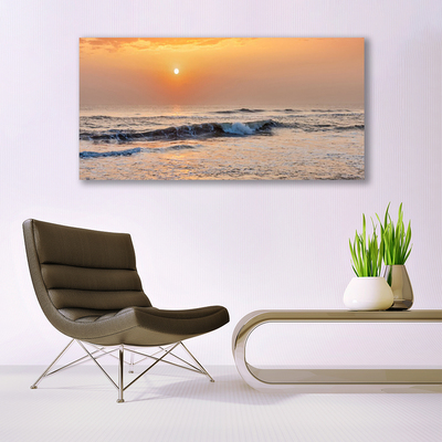 Canvas print Sea landscape grey yellow