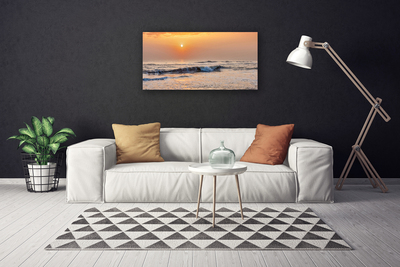 Canvas print Sea landscape grey yellow