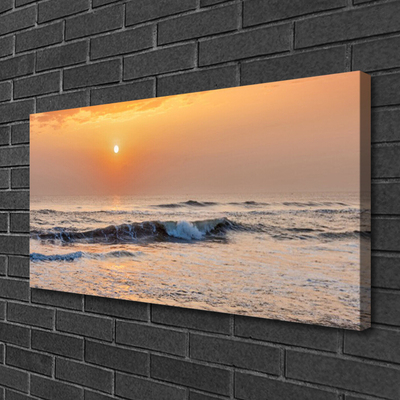 Canvas print Sea landscape grey yellow