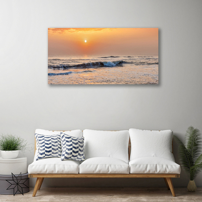 Canvas print Sea landscape grey yellow