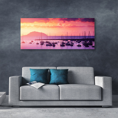 Canvas print Sea landscape orange purple