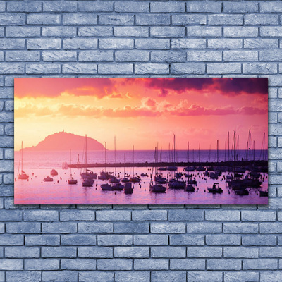 Canvas print Sea landscape orange purple