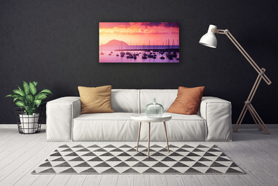 Canvas print Sea landscape orange purple