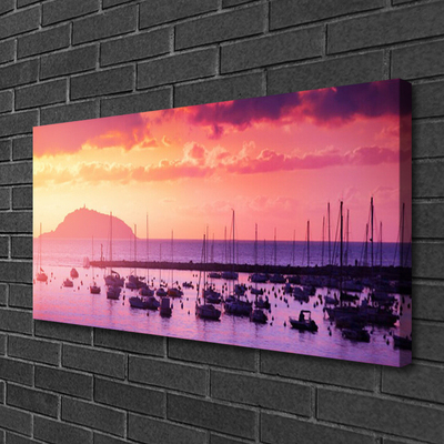 Canvas print Sea landscape orange purple