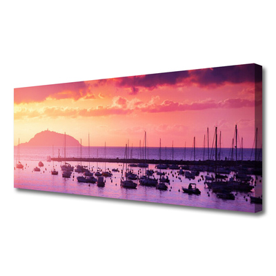 Canvas print Sea landscape orange purple