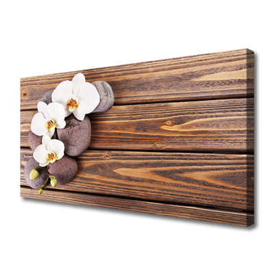 Canvas print Flower stones floral white brown