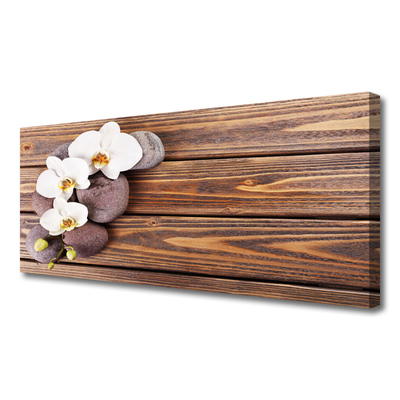 Canvas print Flower stones floral white brown