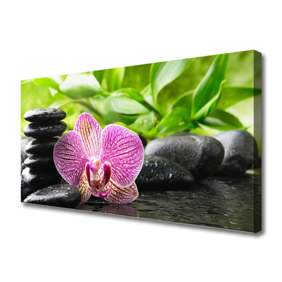 Canvas print Flower stones floral red black