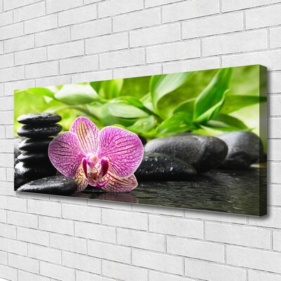 Canvas print Flower stones floral red black