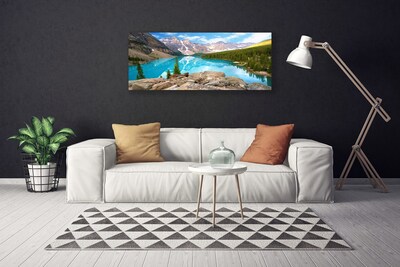 Canvas print Mountains seewald nature grey blue green