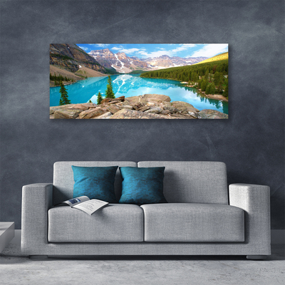 Canvas print Mountains seewald nature grey blue green