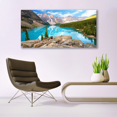 Canvas print Mountains seewald nature grey blue green